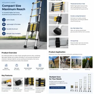 Aluminum Telescopic Ladder | Portable Extendable Ladder for Home & Industrial Use